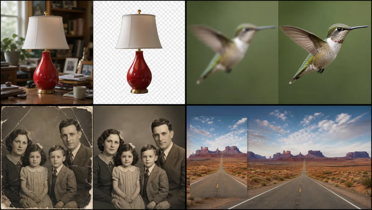 Before-and-after examples of image transformations